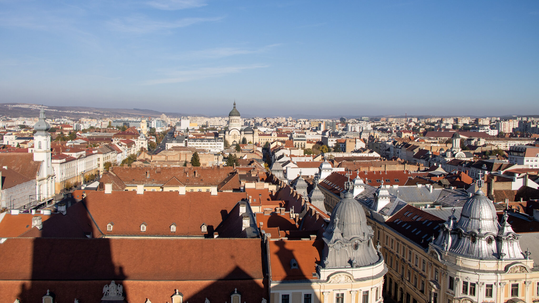 View of the city of Cluj from church tower.