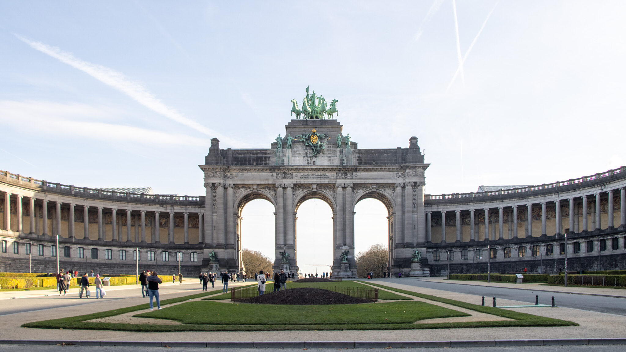 Large arch in park Brussels in December.