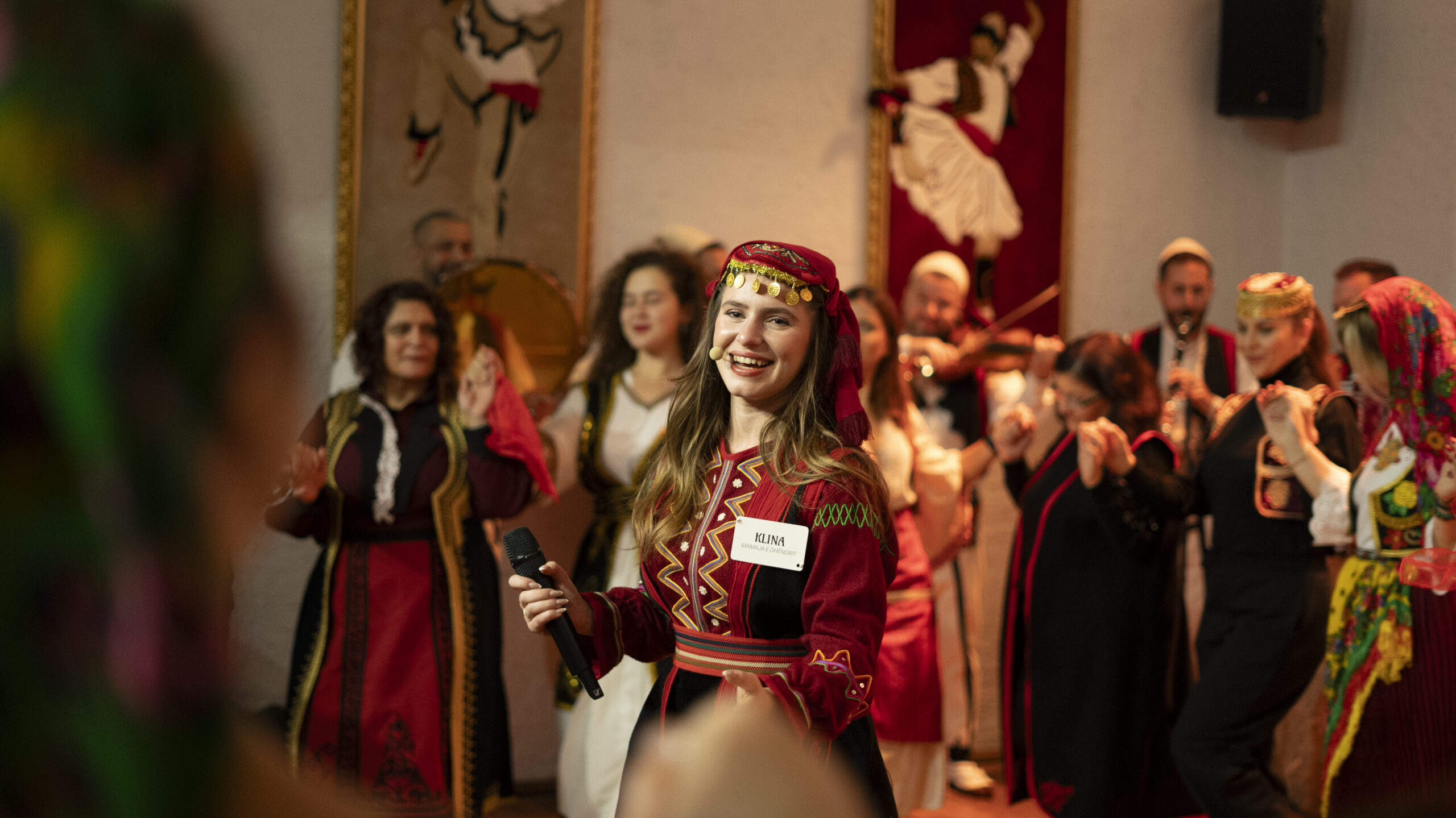 Woman dressed in traditional Albanian clothing.