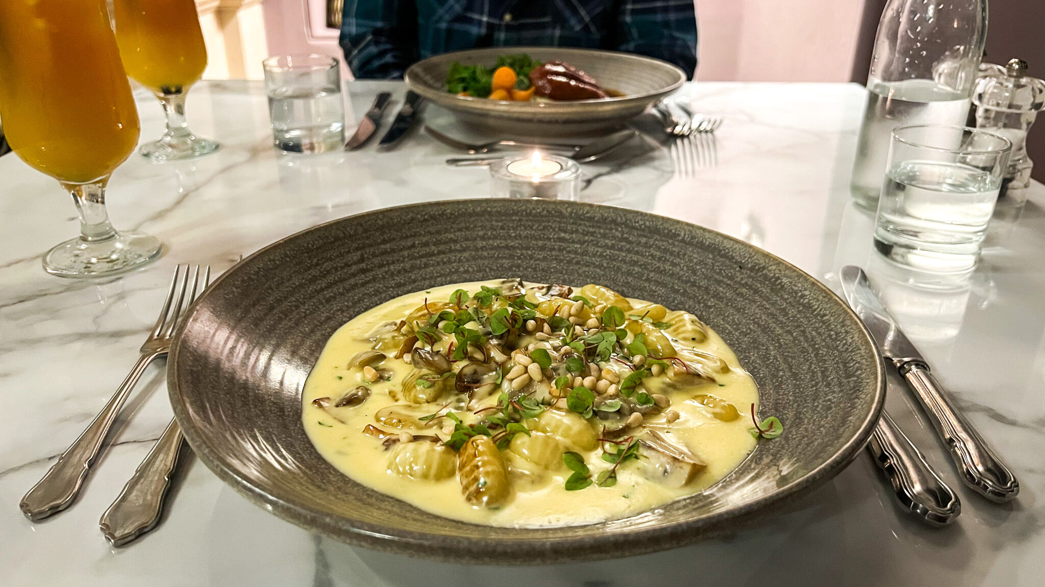 Seasonal gnocchi dish at hotel restaurant.