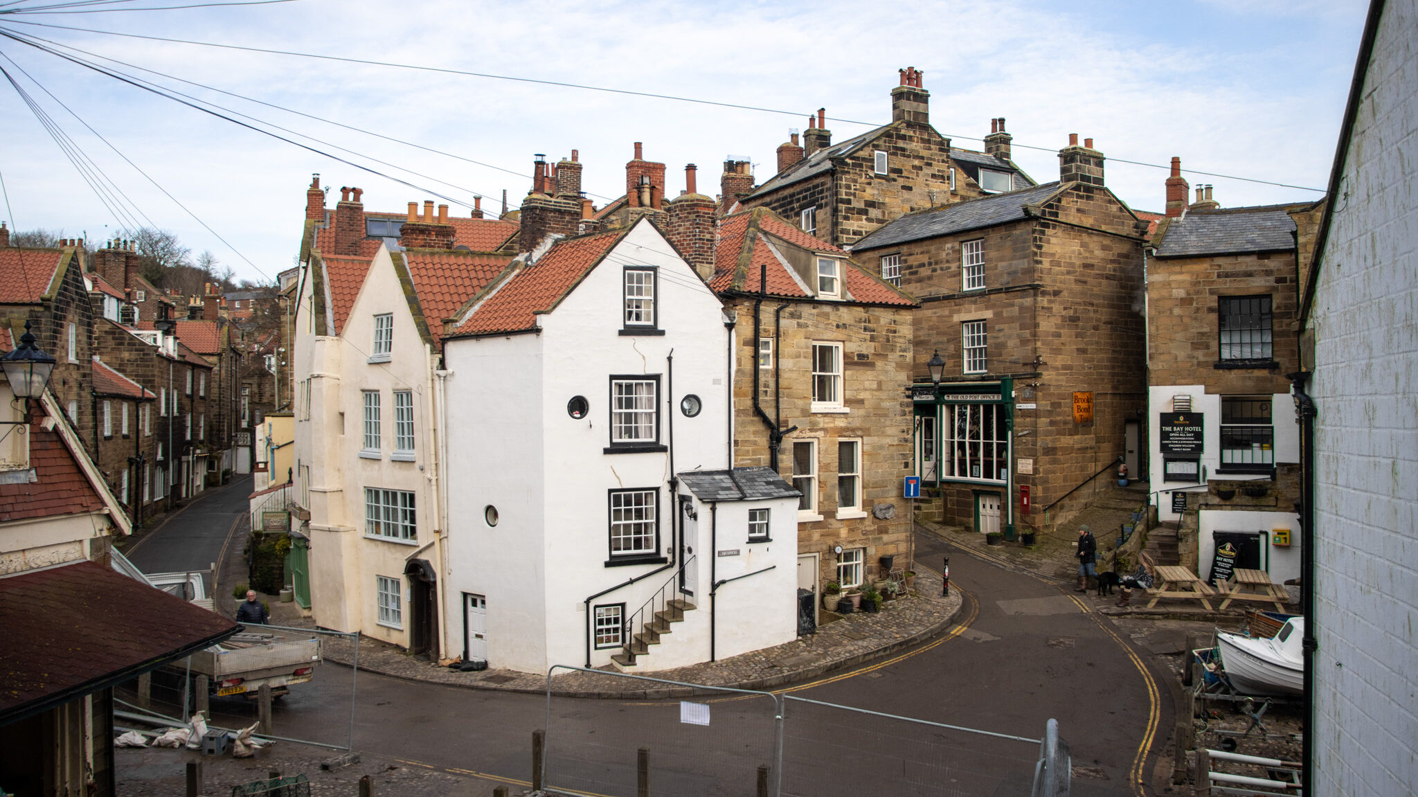 Small fishing town along coast in Yorkshire.