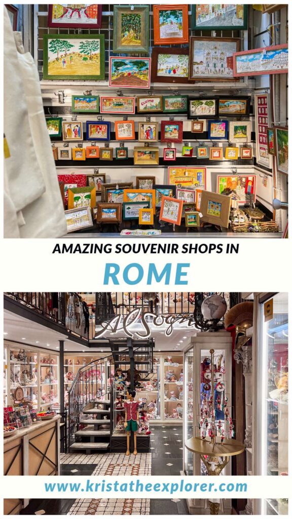 Two souvenir shops in Rome.