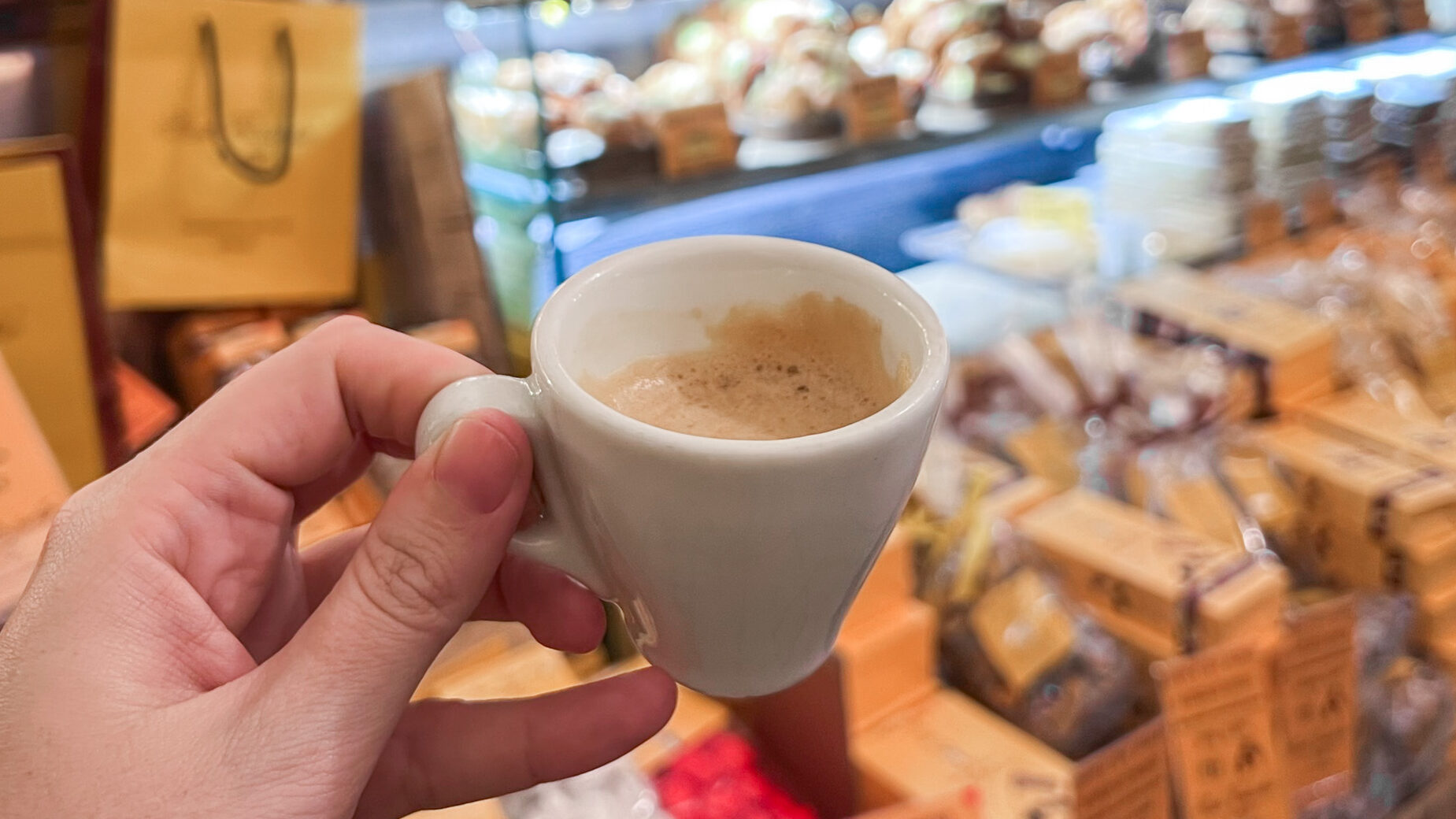 Italian Espresso inside traditional coffee shop.