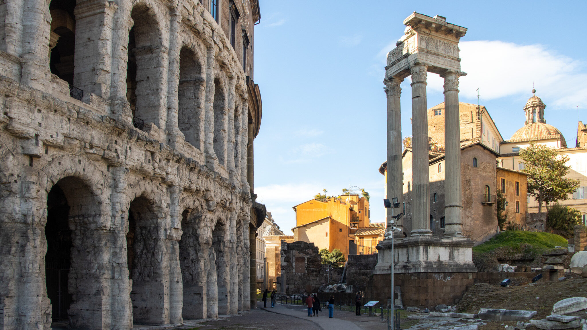 Remains of ancient Roman theatre and temple.