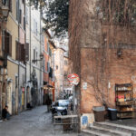 Historic street in Trastevere in winter.