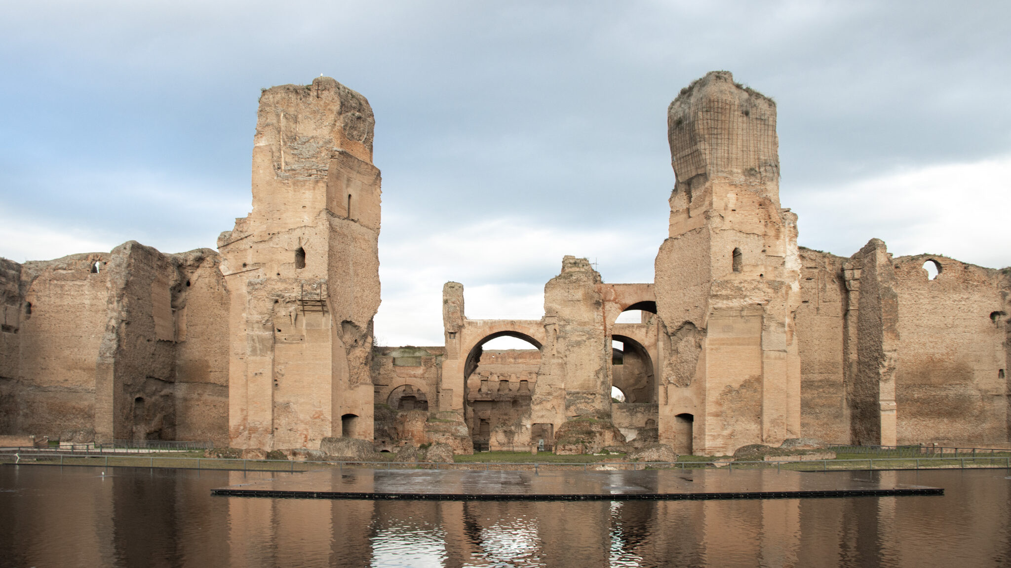 Remains of large ancient Roman bath house.