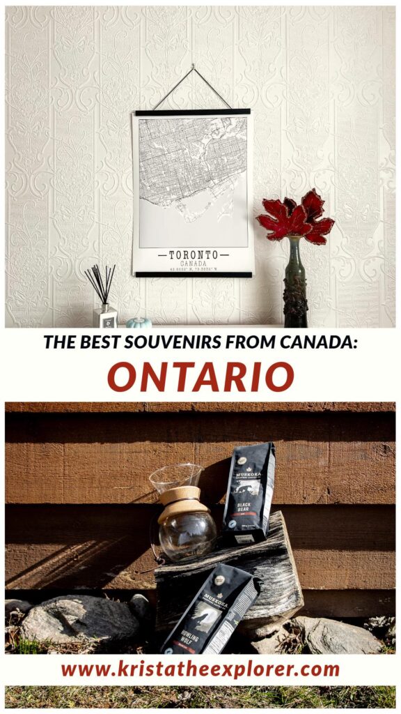 Ontario | Krista the Explorer Map of Toronto on poster and two bags of coffee beans.