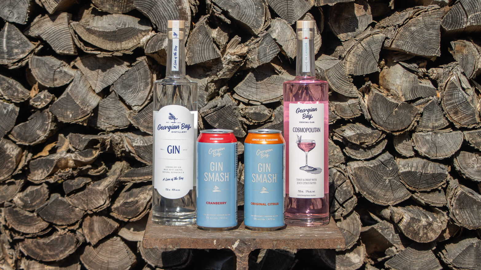 Georgian Bay Ontario | Krista the Explorer Two bottles of spirits and craft cocktail cans.