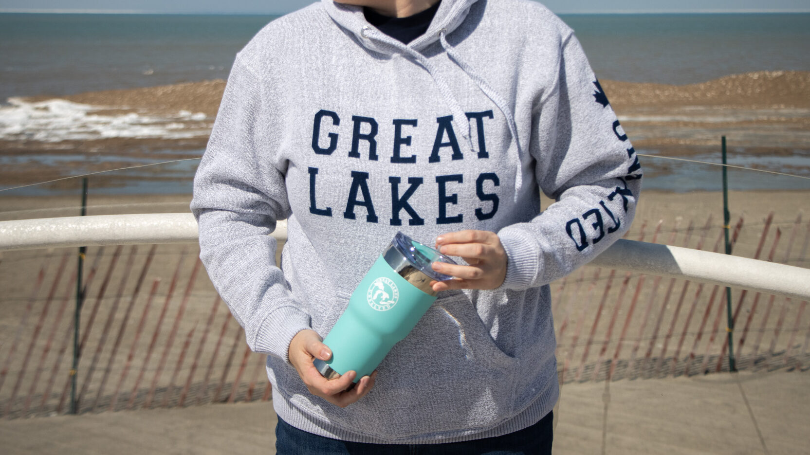 Archies Ontario | Krista the Explorer Hoodie with Great Lakes on the chest.