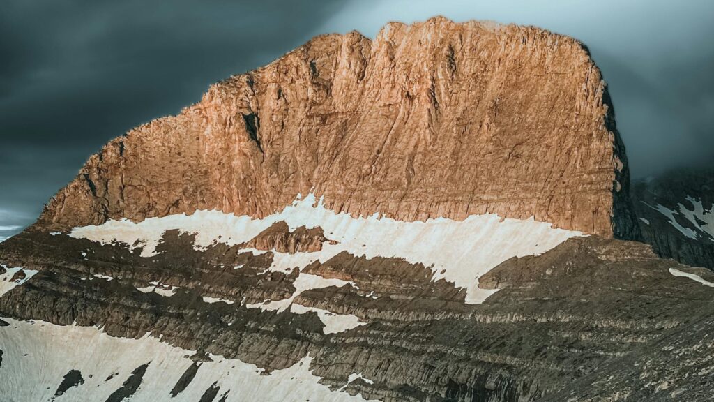 Sun shining on Mount Olympus.