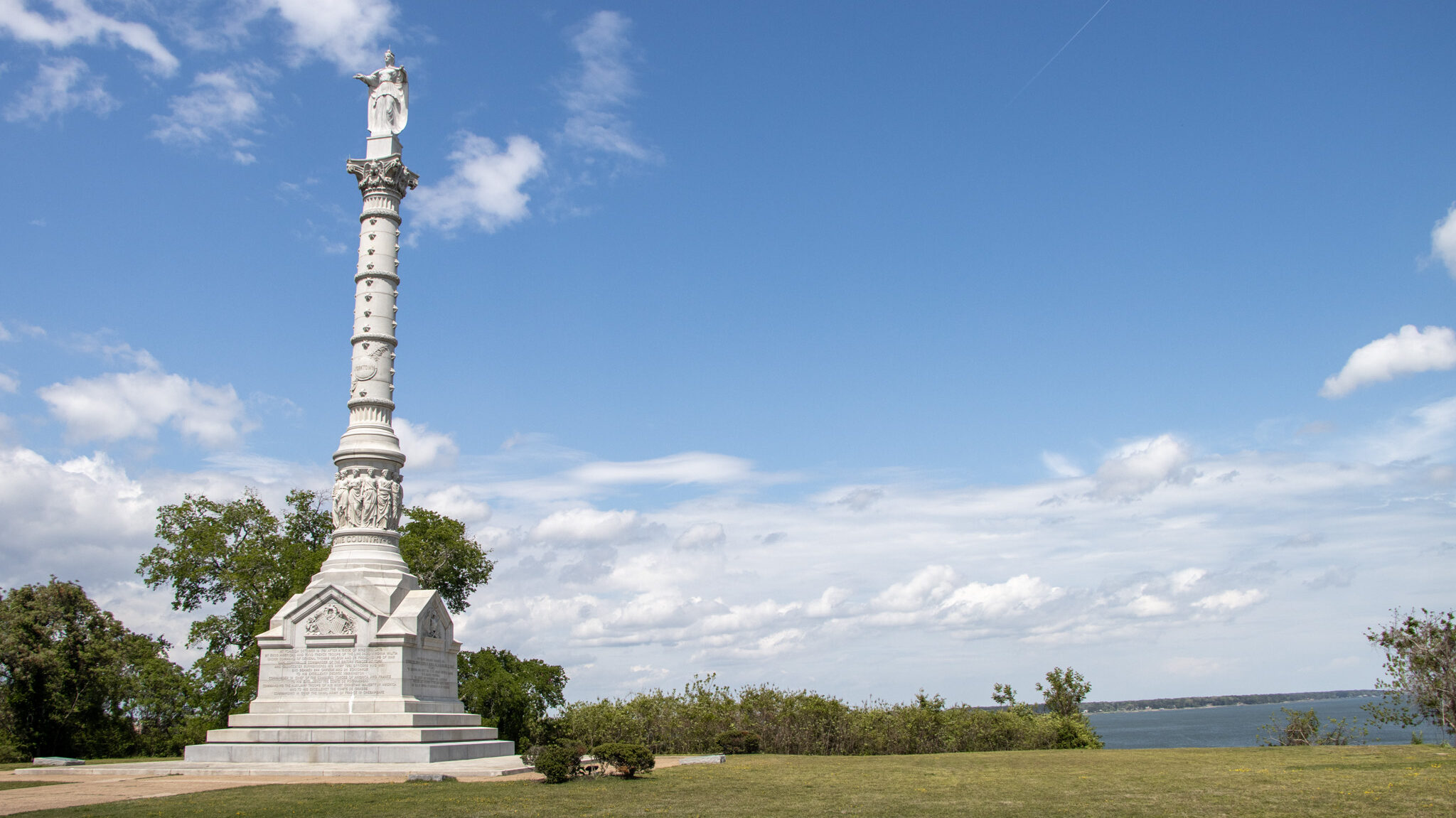 Yorktown Virginia | Krista the Explorer Stone monument next to waterfront in Yorktown.