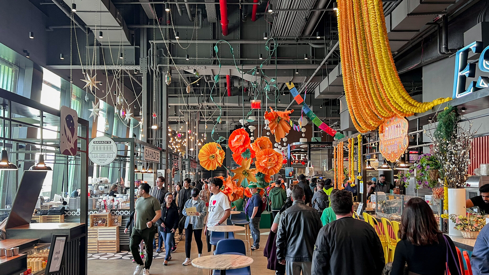 Market Lower Manhattan | Krista the Explorer Indoor food market in industrial building.