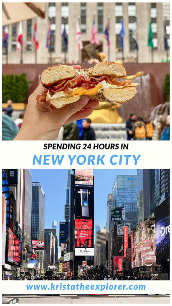 Manhattan | Krista the Explorer Breakfast bagel and view of Times Square.