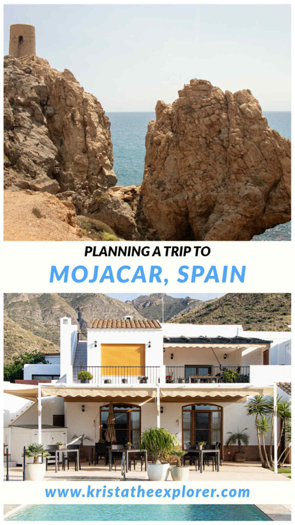 Mojacar | Krista the Explorer Coastal watchtower on cliff and countryside villa with pool.