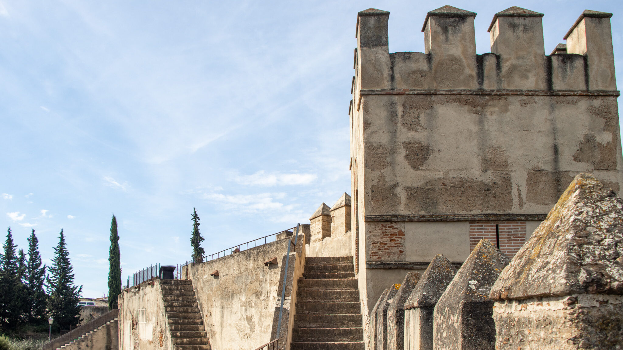Alcazaba de Badajoz | Krista the Explorer Medieval walls of Badajoz's fortress with square tower.