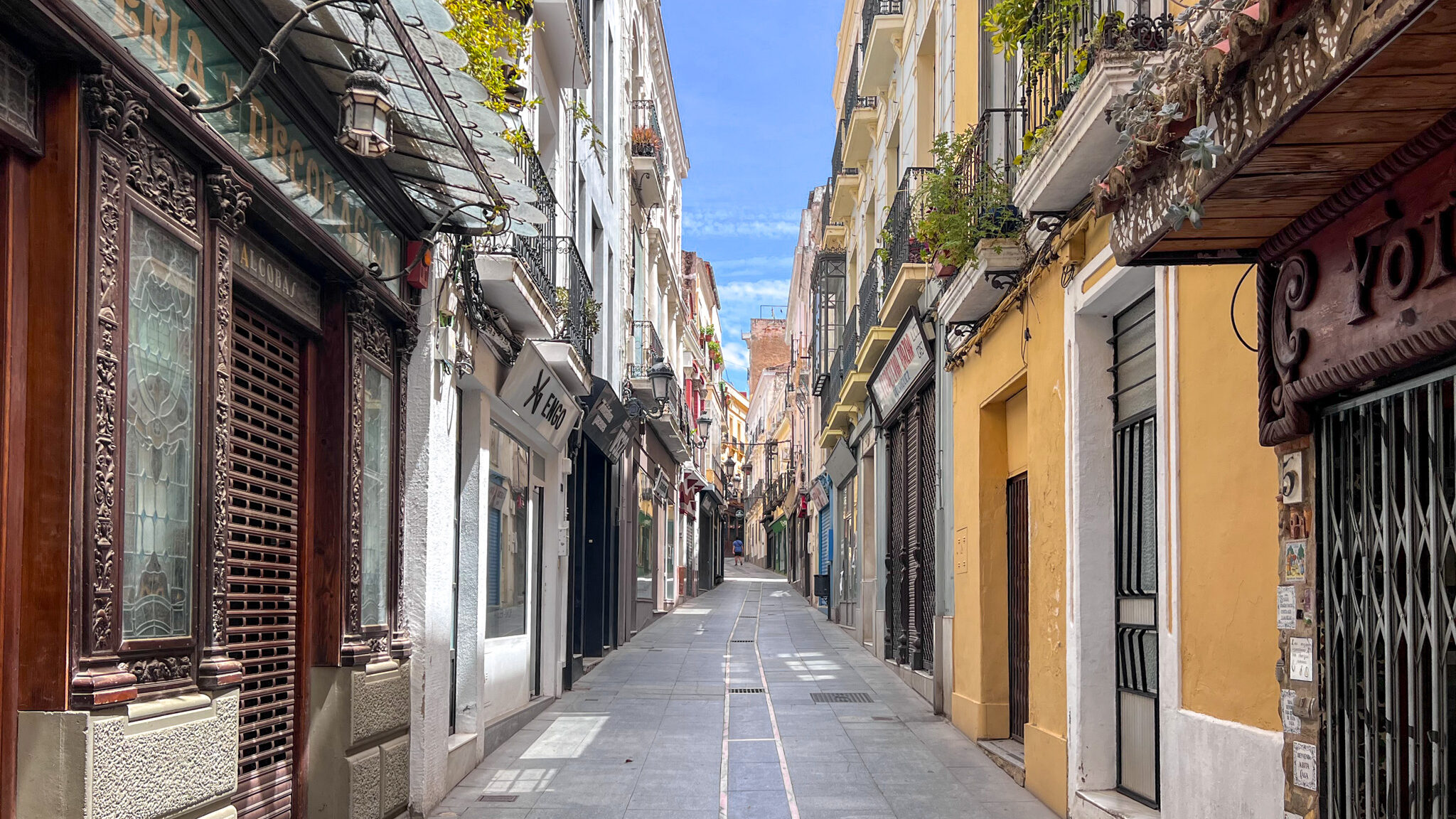 Historic Street Badajoz | Krista the Explorer Old town street in Badajoz with closed shops.