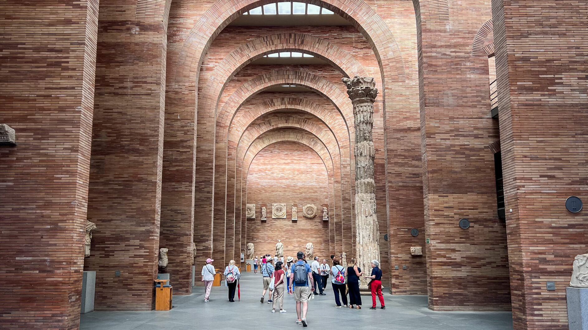 Museo Nacional de Arte Romano Merida | Krista the Explorer Interior of museum with tall brick arched main lobby.