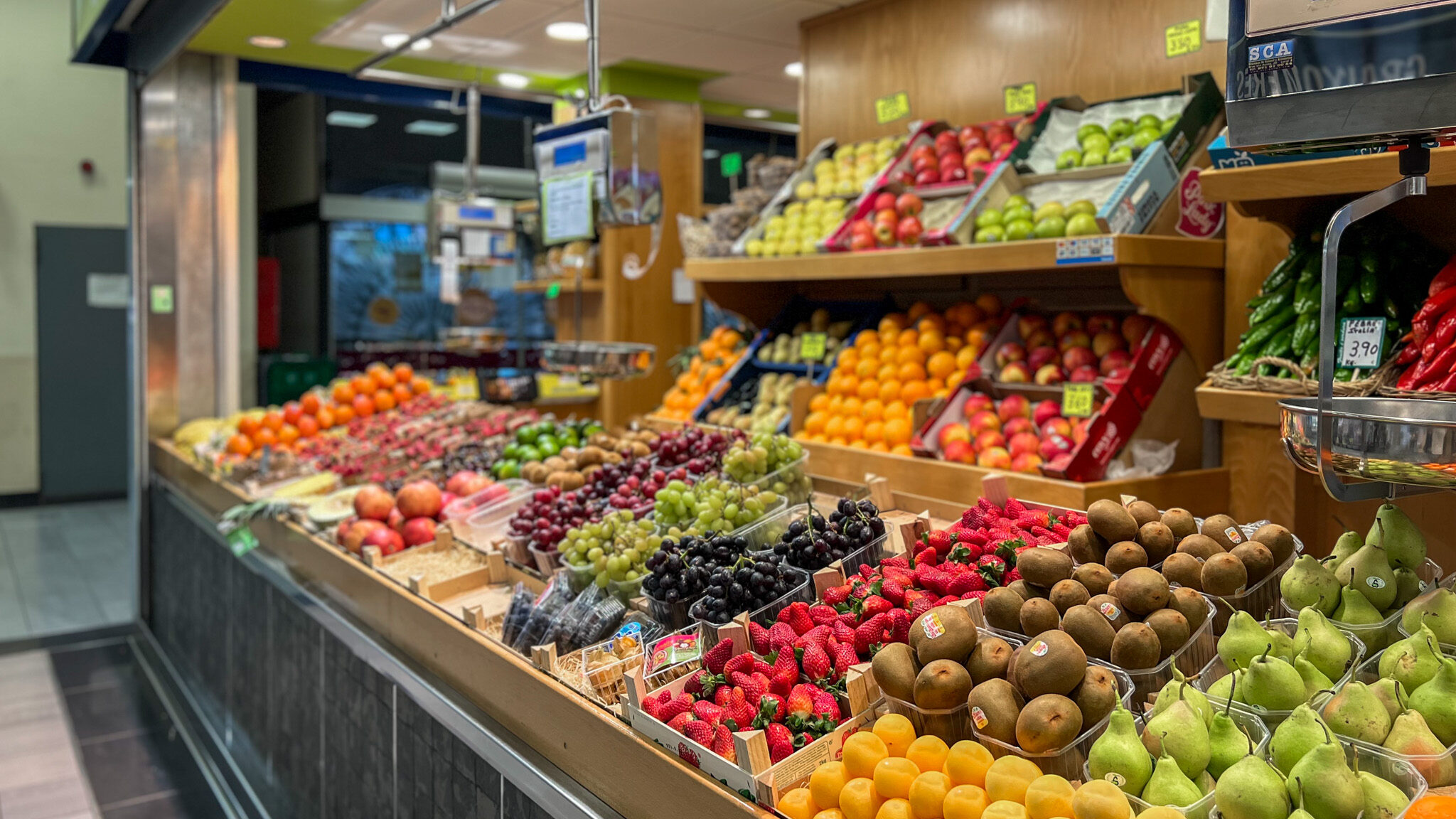 Mercat de lOlivar Palma | Krista the Explorer Indoor food market with fresh fruit stalls.