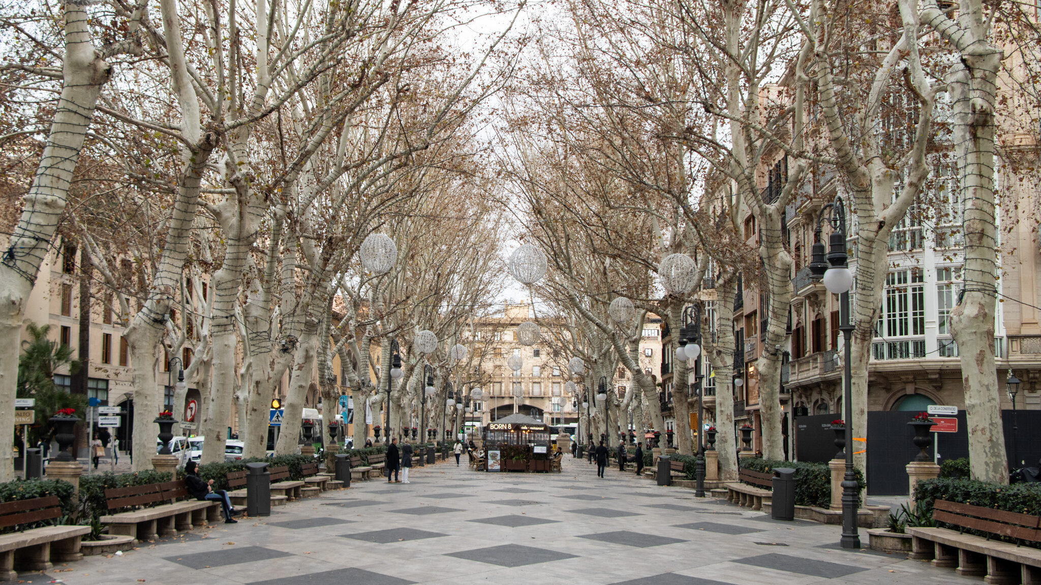 Passeig del Born Palma | Krista the Explorer Pedestrian street lined with shops in Palma.