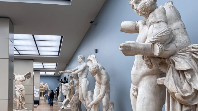 Ancient sculptures inside museum in Oslo.