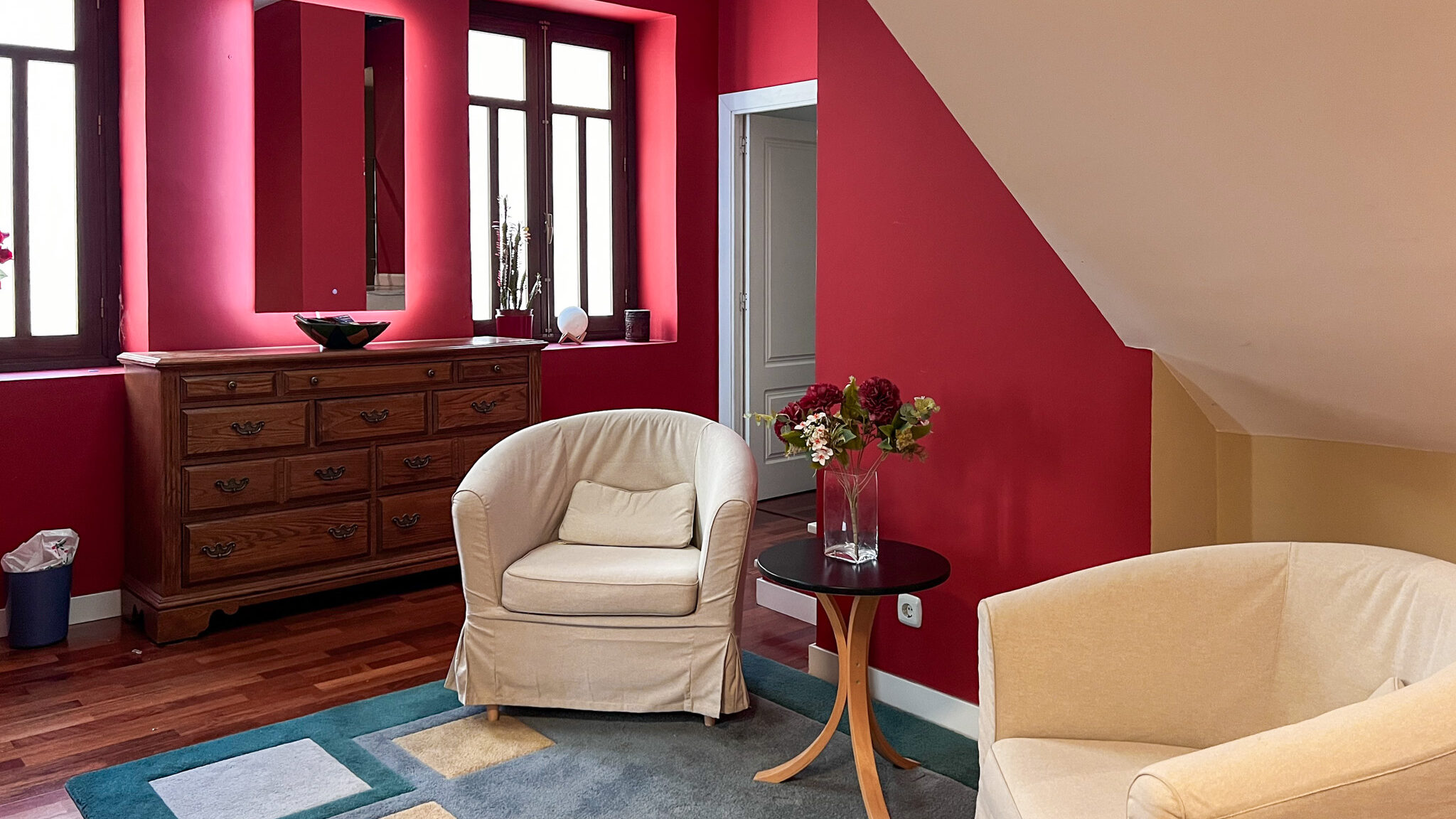 Seating area inside holiday home in Almeria.