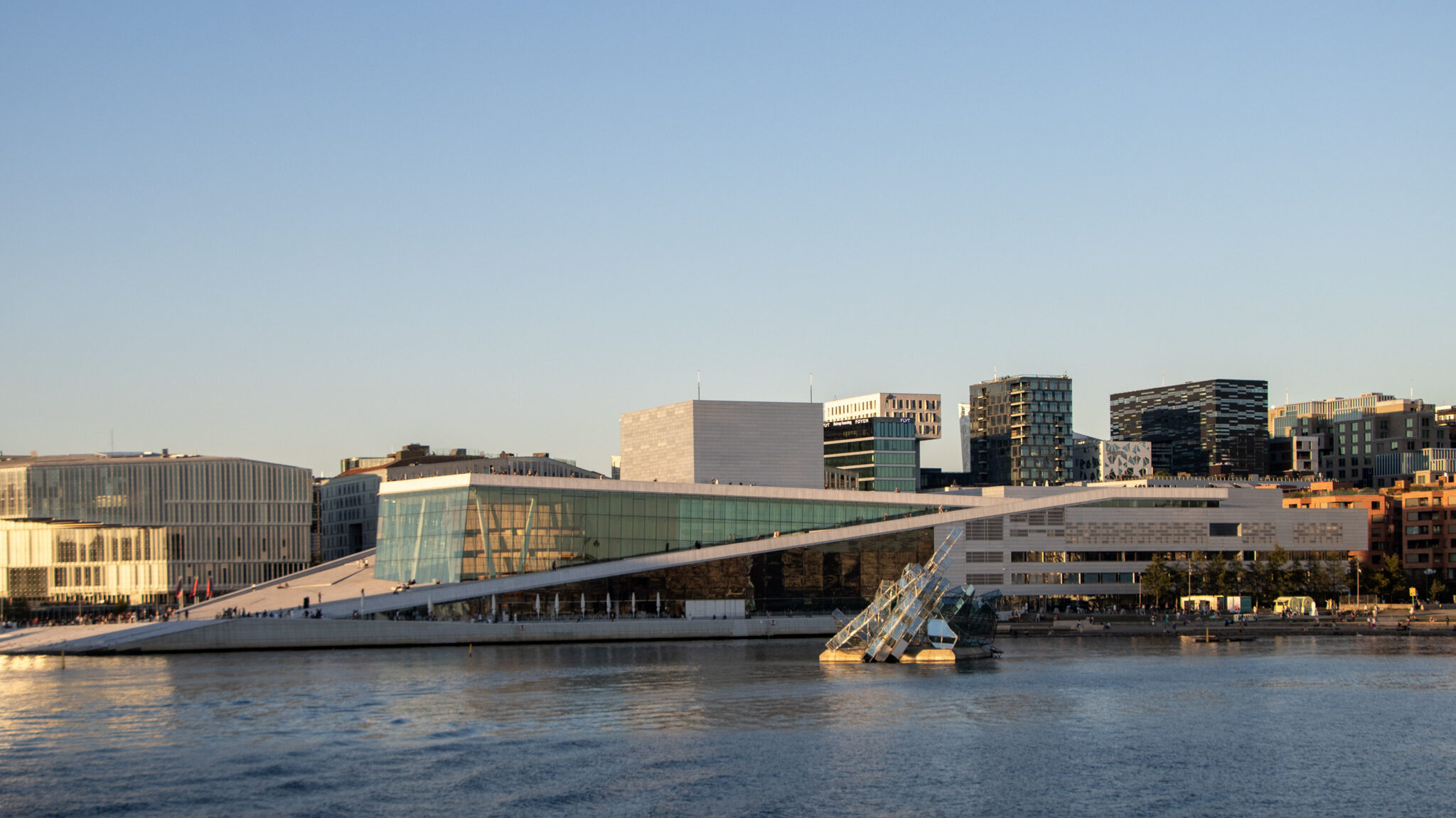View of Opera House during a weekend in Oslo.