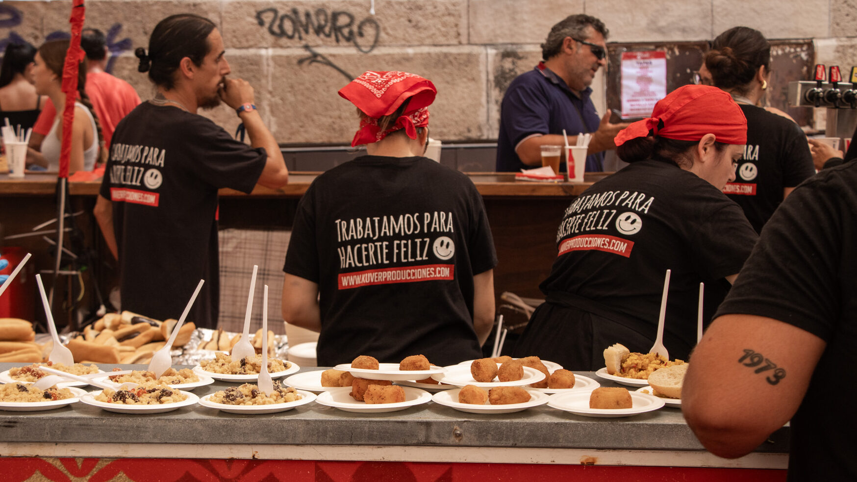 Food stall set up at the Almeria fair in August.