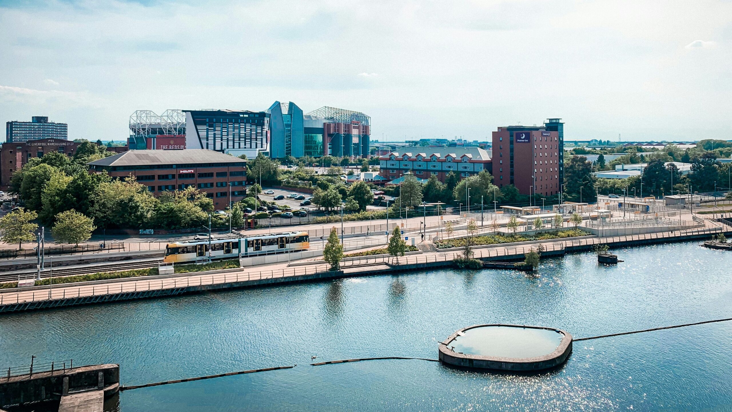 Manchester Salford | Krista the Explorer View of Salford Quays with Old Trafford in background.