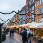 Christmas market stalls set up along Nyhavn.