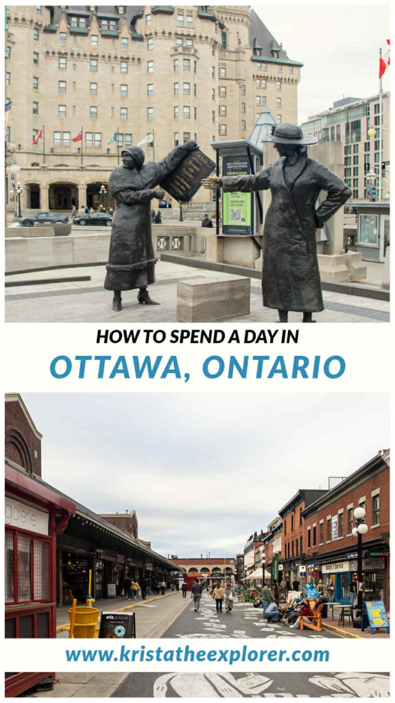 Ottawa | Krista the Explorer Statue of women and street in market area.