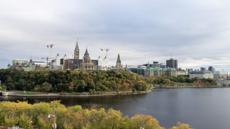 View of Parliament Hill from a lookout point.