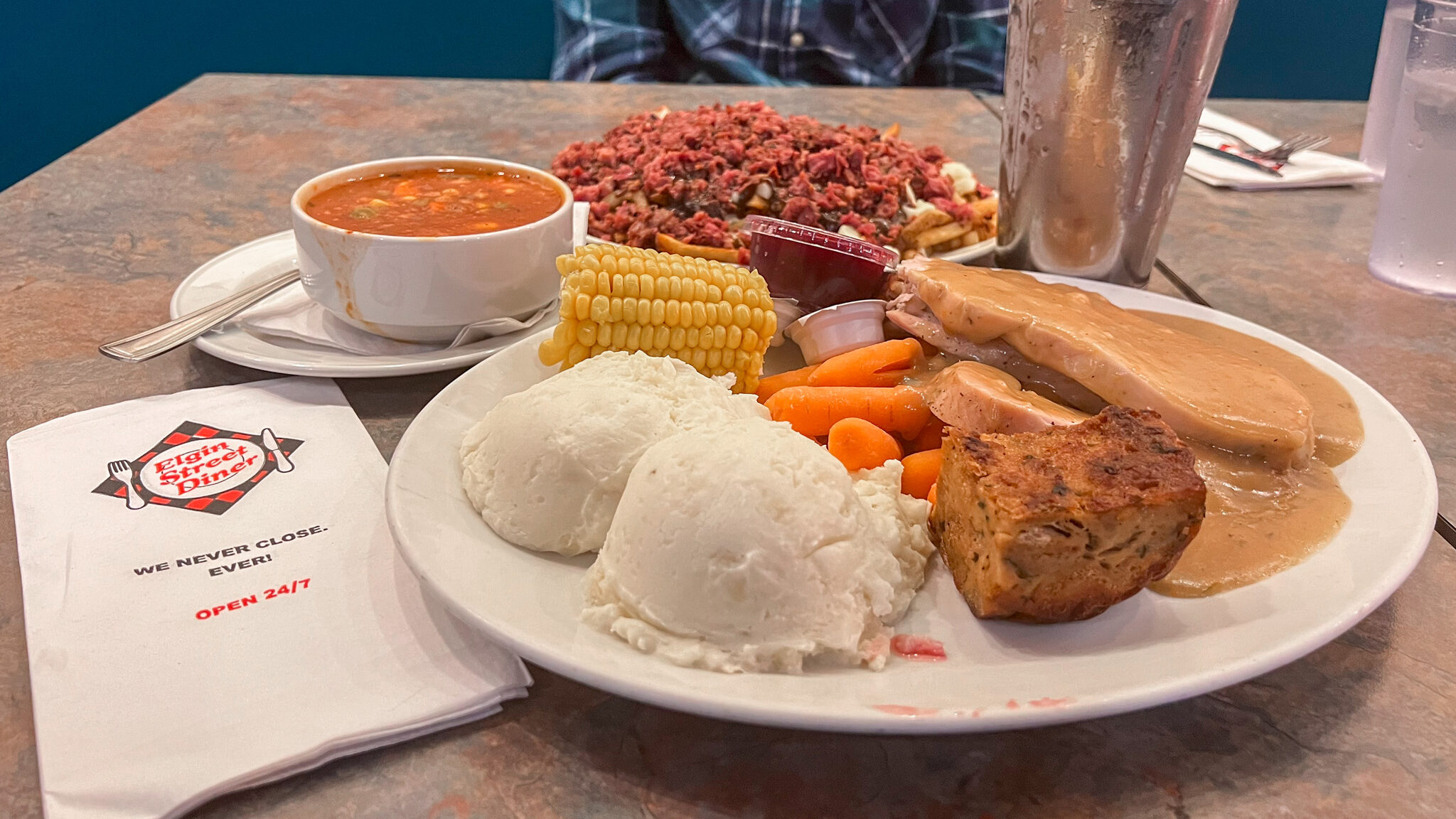 Elgin Street Diner Ottawa | Krista the Explorer Thanksgiving dinner and loaded poutine in diner.