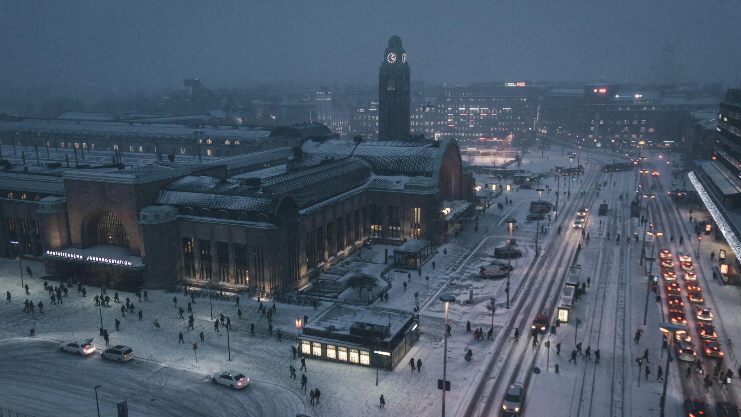 Finland Study Abroad | Krista the Explorer Aerial view of Helsinki on a snowy evening.