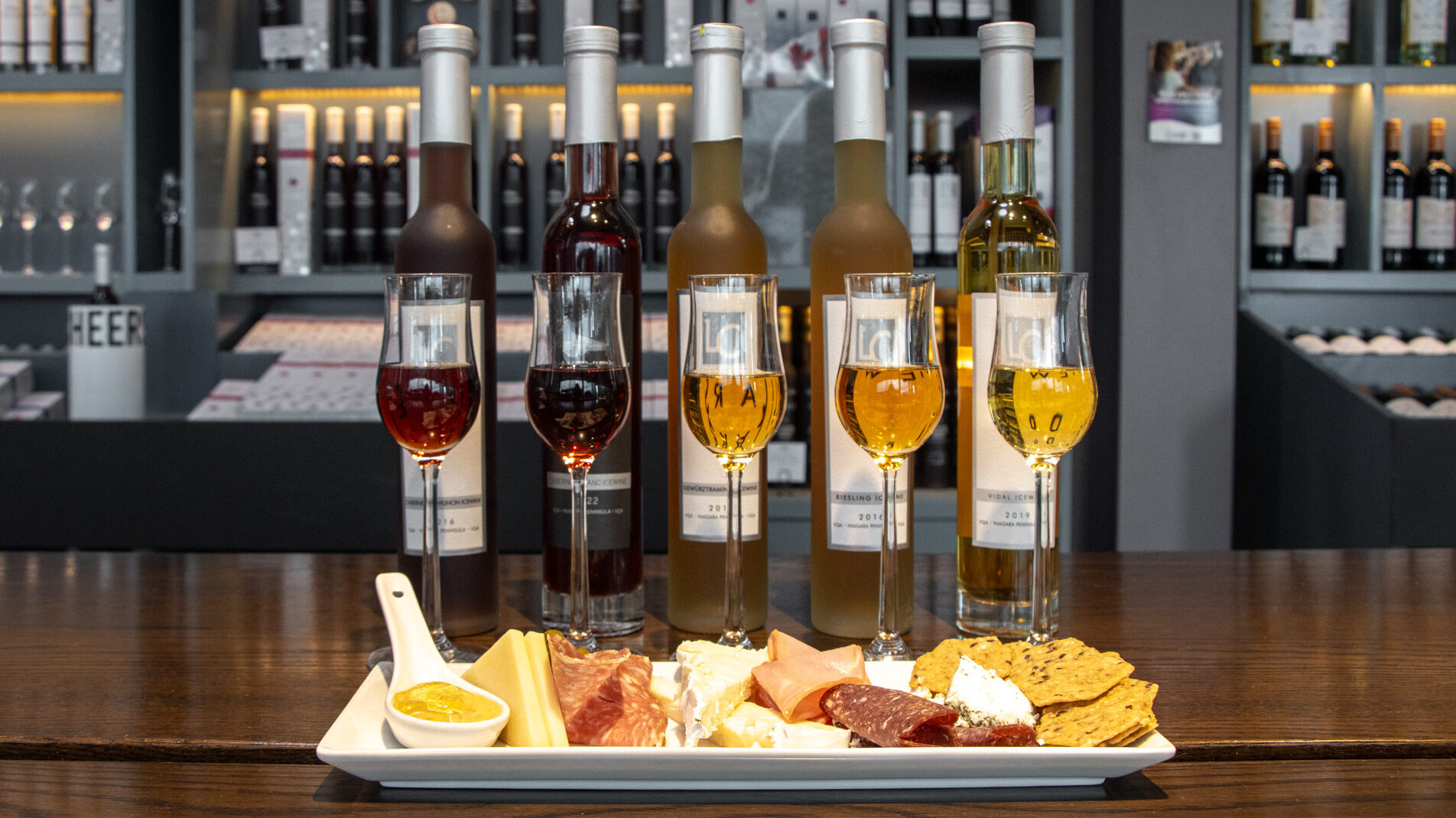 Lakeview Winery | Krista the Explorer Selection of estate wines with snack platter in Niagara.