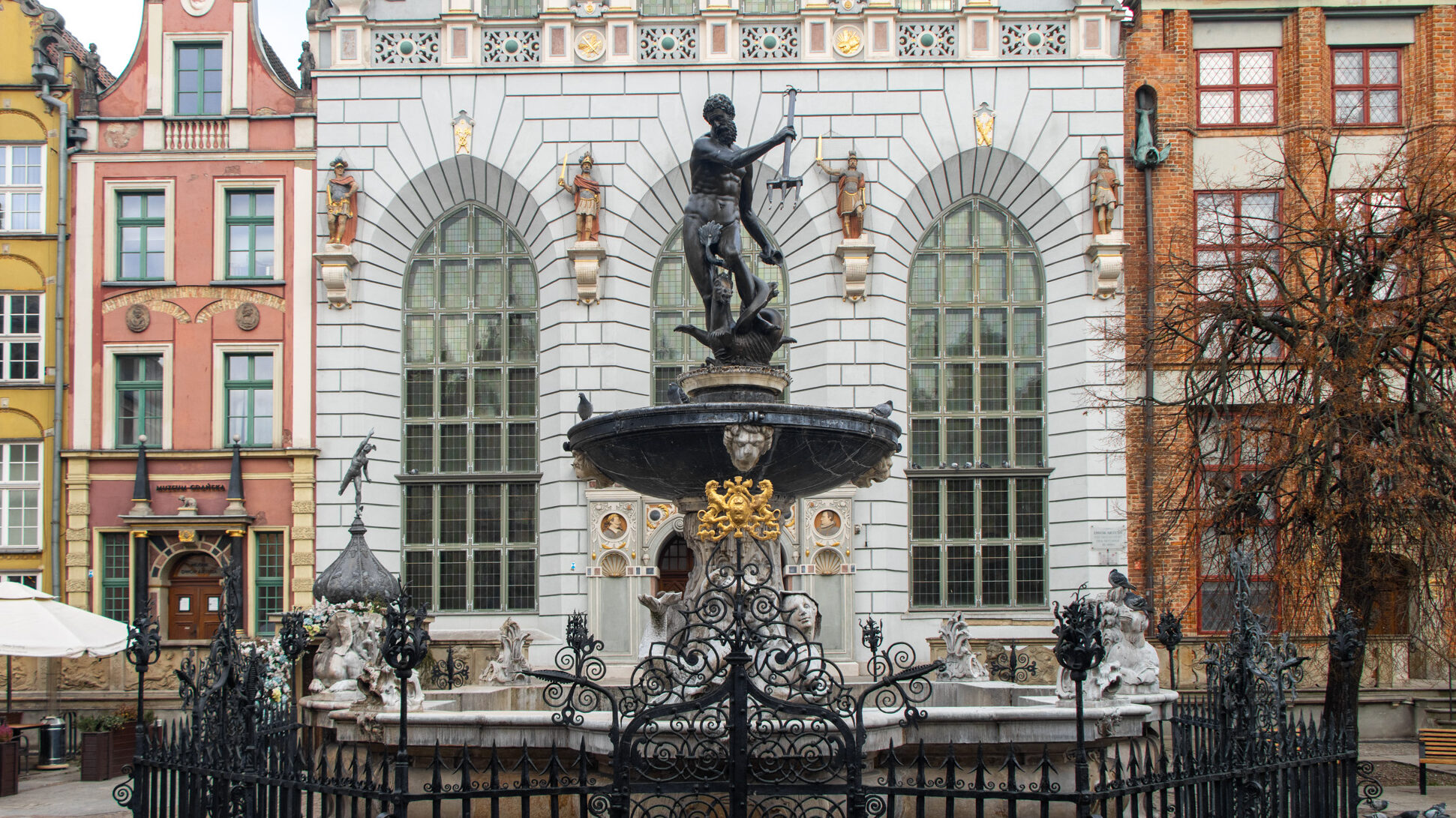 Fountain of Neptune in Gdansk Old Town.