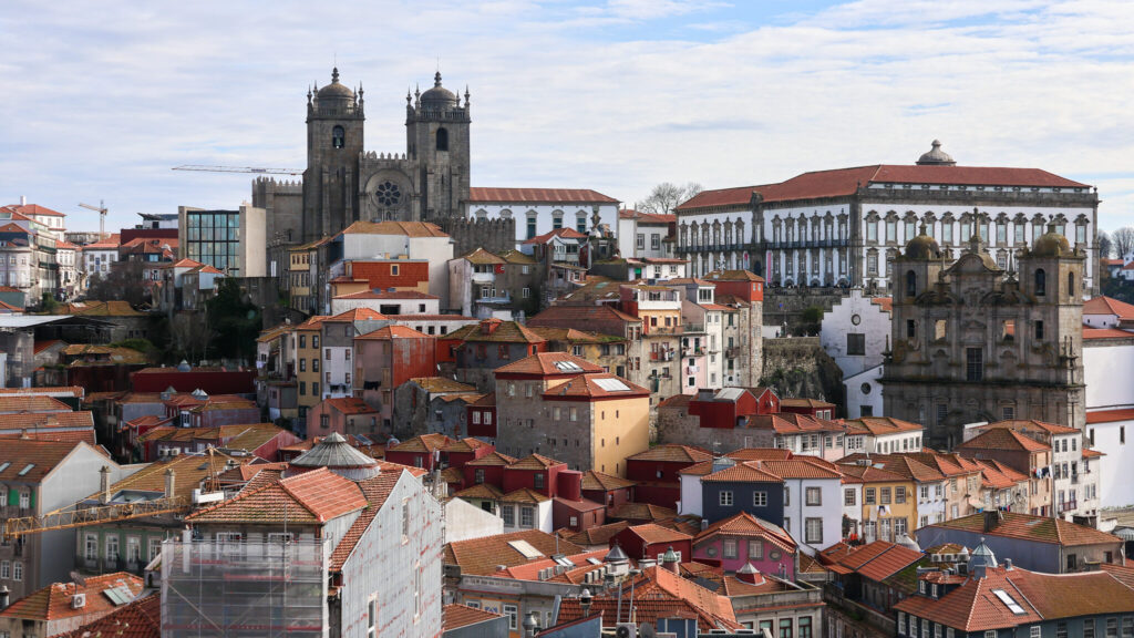 View of Porto old town from viewpoint.