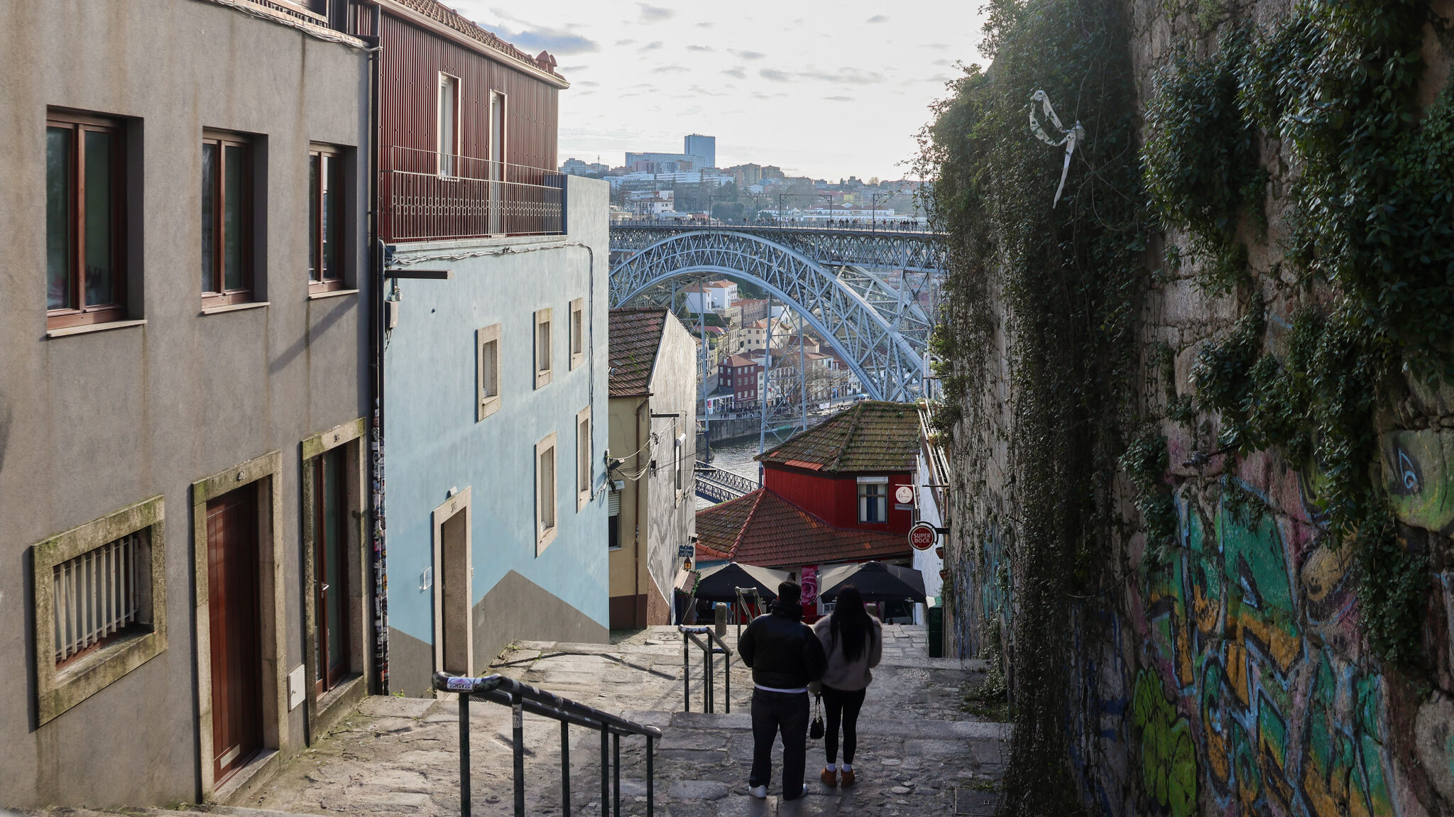 Escadas dos Guindais Porto | Krista the Explorer Viewpoint at top of stairs in Porto old town.