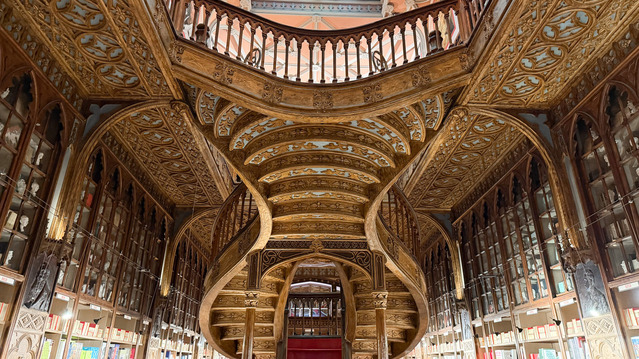 Inside beautiful library in Porto, Portugal.