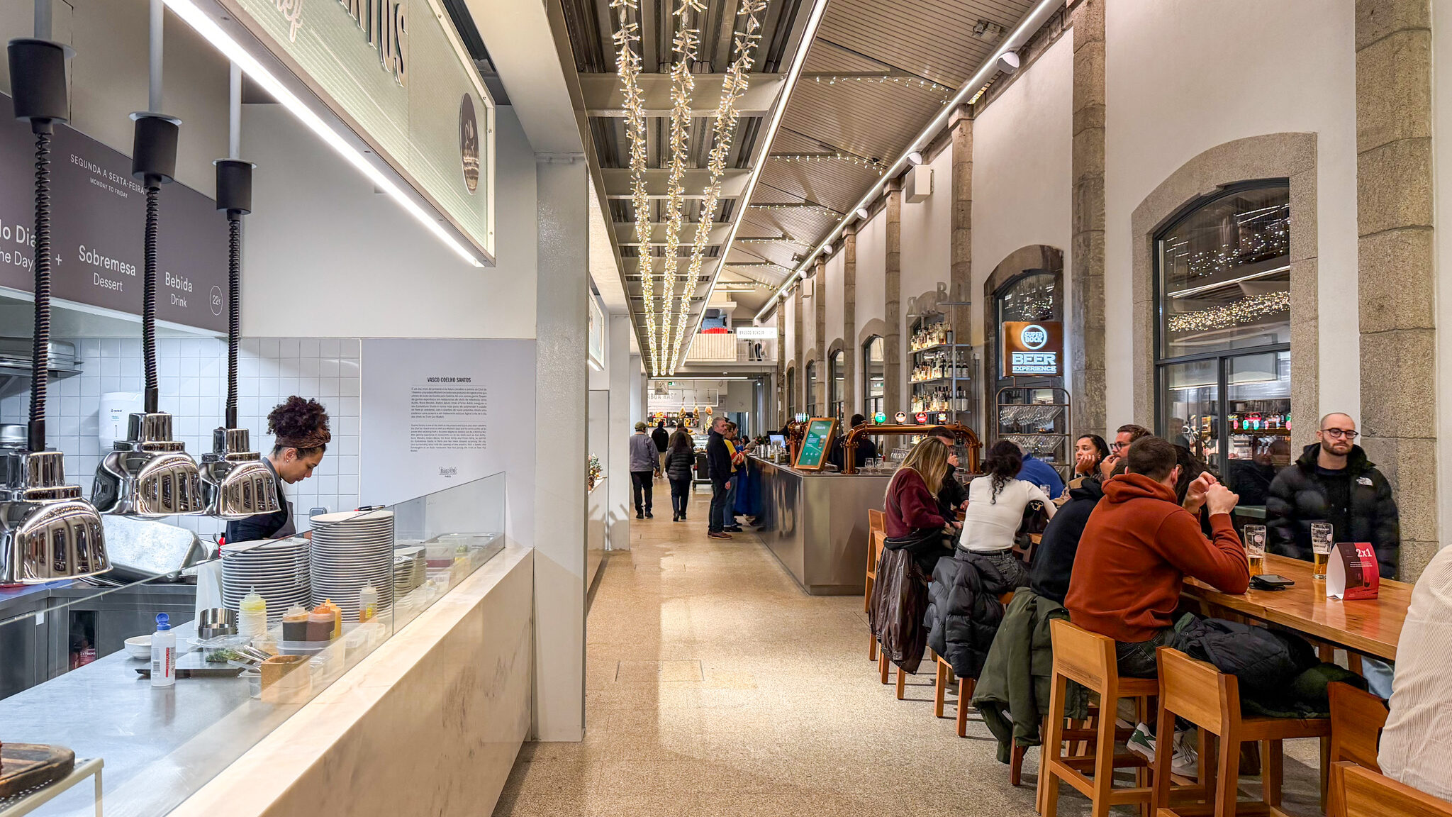 Interior of food market in Porto.
