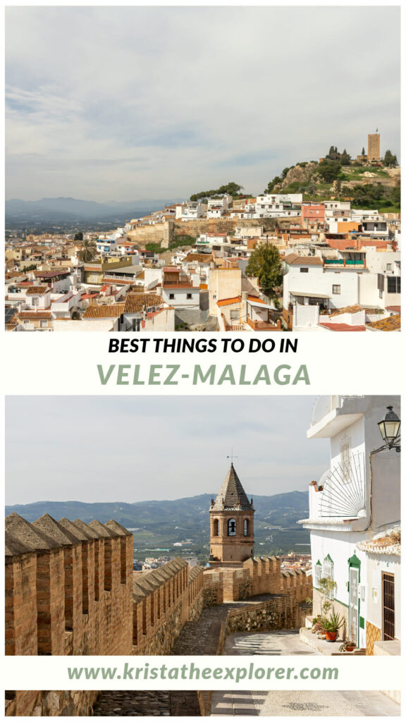 Velez Malaga | Krista the Explorer View of hilltop whitewashed town and street on top of medieval wall.