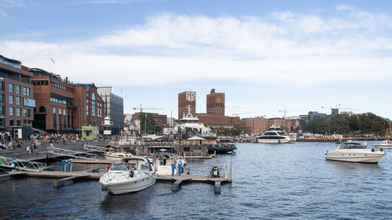 Harbourfront of Oslo on a sunny day.