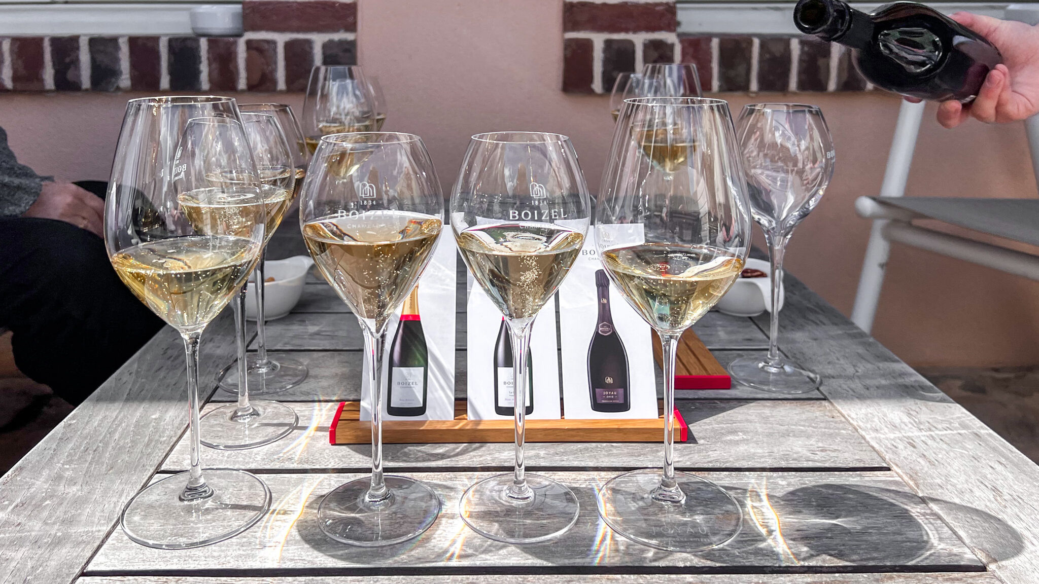 Champagne tasting session outside of Champagne house.