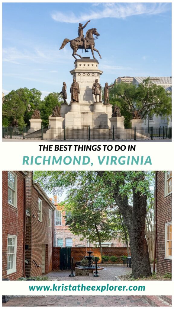 Statue of man on horse and historic courtyard with brick houses.
