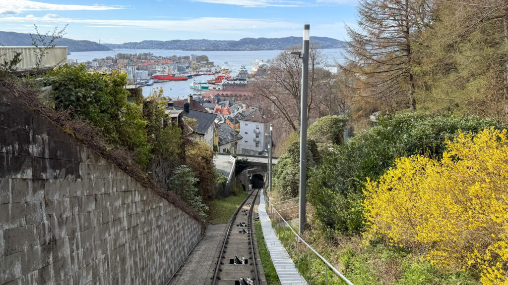 View at the top of a funicular with Bergen below.