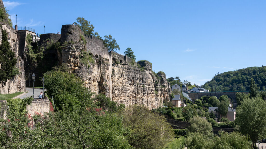 Bock Casemates Luxembourg | Krista the Explorer Cliffside with historic tunnels dug into them in Luxembourg.