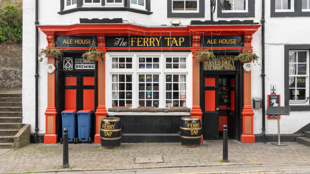 Front view of a pub named The Ferry Tap.