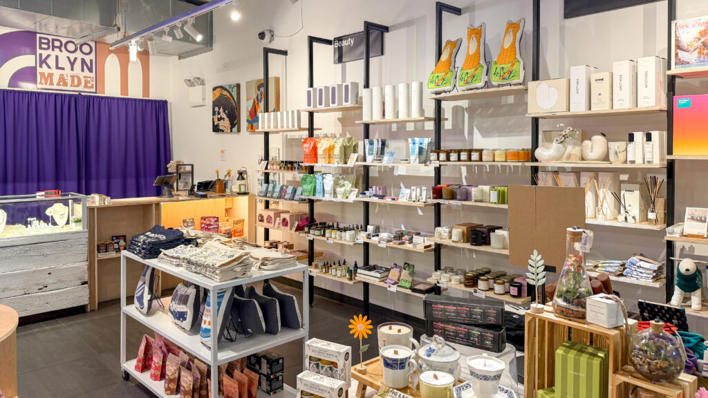Brooklyn Made Store | Krista the Explorer Shop interior with organized shelves of beauty and gift items.