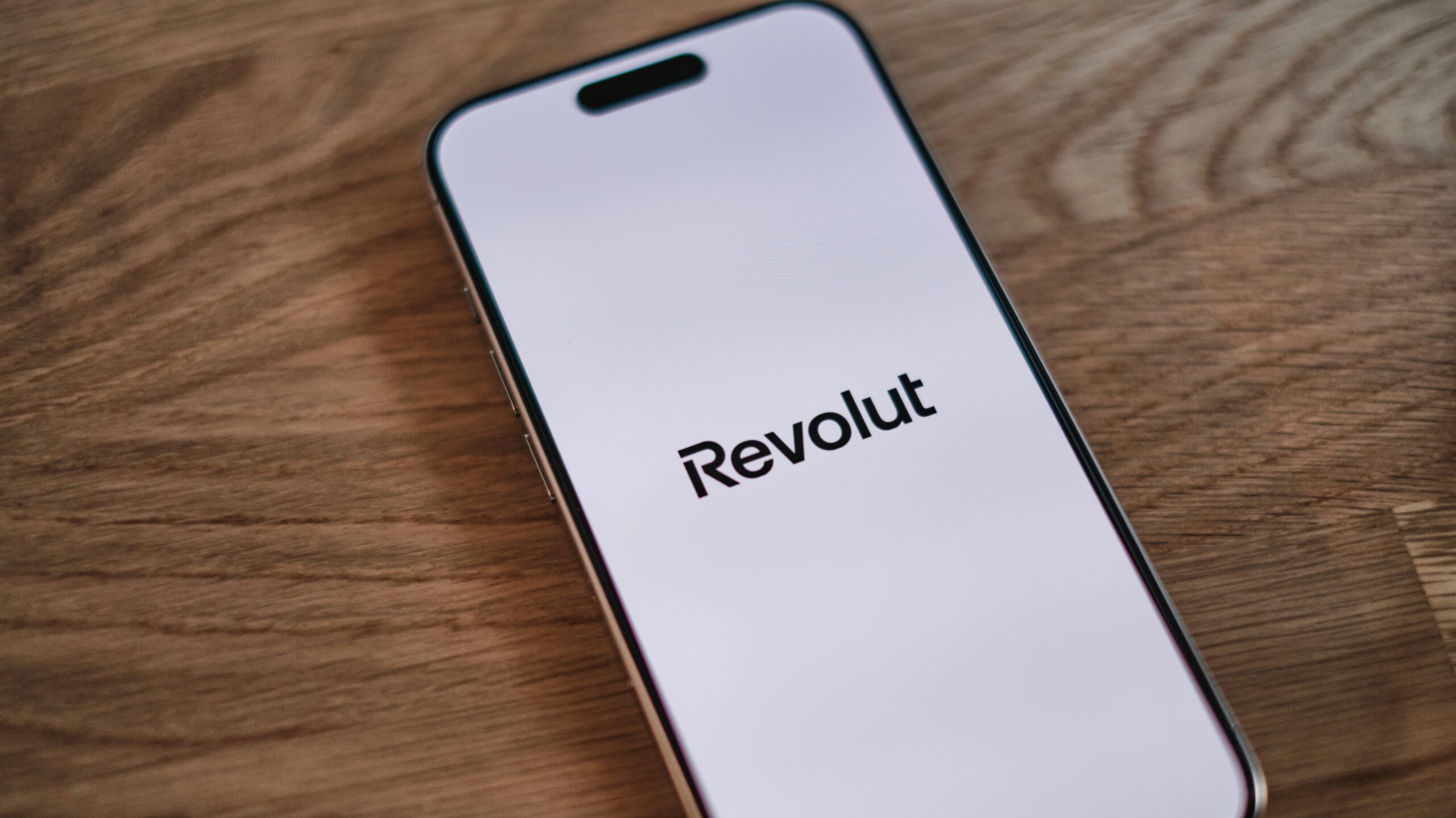 Mobile App | Krista the Explorer Close-up of a smartphone screen showing the Revolut logo.
