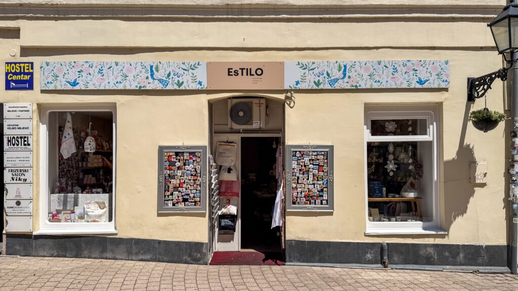 Estilo Zagreb | Krista the Explorer Storefront of souvenir shop selling locally made products.