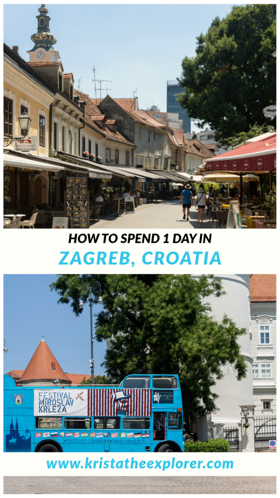 Zagreb | Krista the Explorer Historic street in Zagreb Old Town and blue bus parked in front of cathedral.
